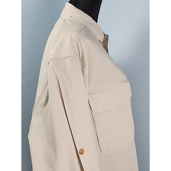 Orvis Mens Medium Long Sleeve Khaki Fishing Shirt Mesh Lined Vented Back - Picture 8 of 16